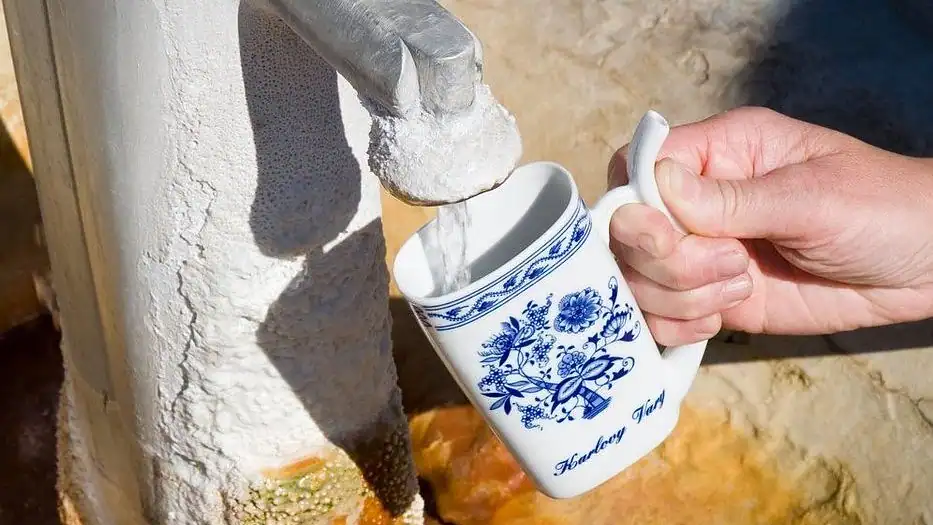 Drinking mineral water in spa towns